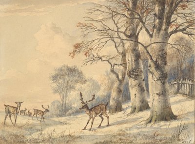 Ciervos bajo Árboles de Haya en Verano, 1853 de Hendrik Gerrit ten Cate