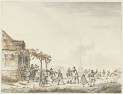 Fiesta de pueblo en una posada junto a las dunas de Hendrik Gerrit ten Cate