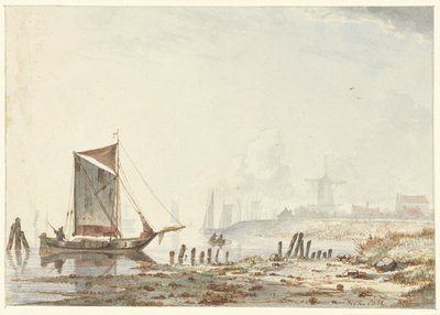 Barcos en un río, cerca de la orilla de Hendrik Gerrit ten Cate