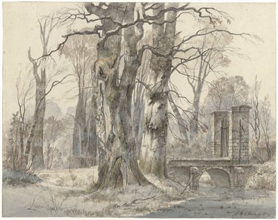 Paisaje invernal con puerta entre los árboles de Hendrik Gerrit ten Cate