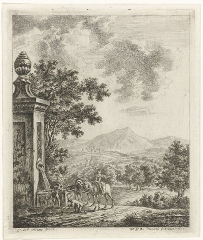 Paisaje con figuras junto a un pozo de Hendrik Godart de Marée
