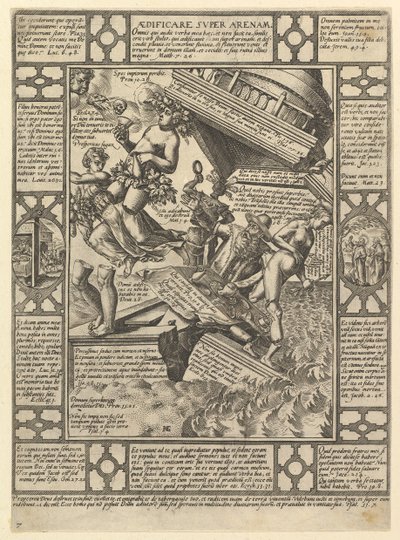 Aedificare Super Arenam, de Alegorías de la fe cristiana, de Cristiano y P. de Hendrik Goltzius