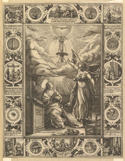 Ave Maria, de Escenas Alegóricas de la Vida de Cristo, de Alegorías Cristianas y Profanas de Hendrik Goltzius