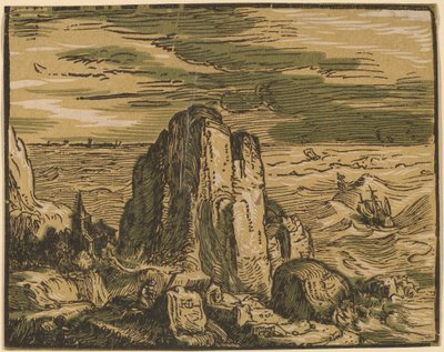 Acantilado en una costa de Hendrik Goltzius