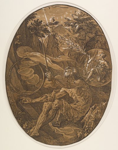 Demogorgon en la Cueva de la Eternidad, c. 1588 de Hendrik Goltzius