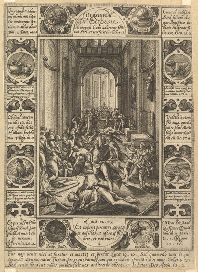 Disensión en la iglesia Dissidium in Ecclesia, ca. 1578 de Hendrik Goltzius