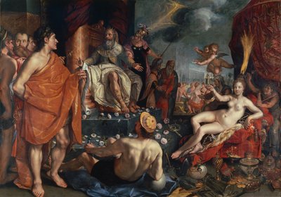 Hermes presentando a Pandora al Rey Epimeteo de Hendrik Goltzius