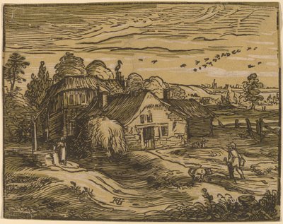 Paisaje con una granja de Hendrik Goltzius