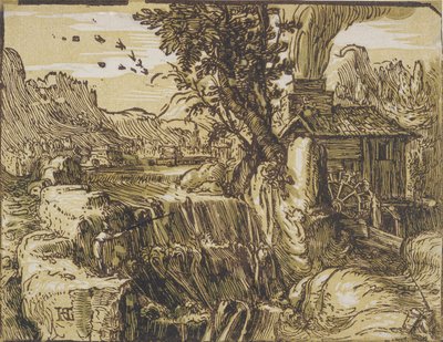 Paisaje con cascada de Hendrik Goltzius