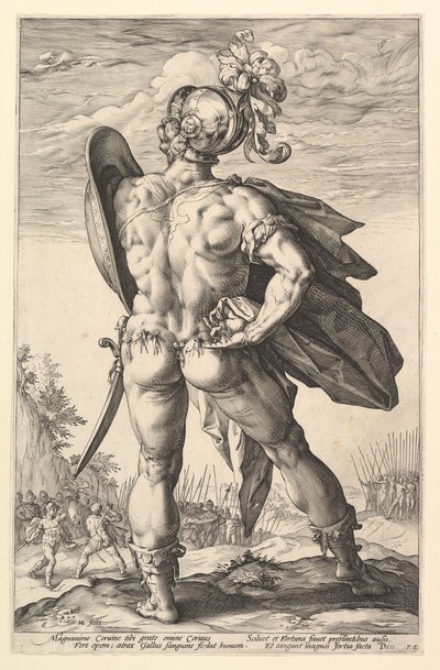 Marcus Valerius, de la serie Los héroes romanos, 1586 de Hendrik Goltzius