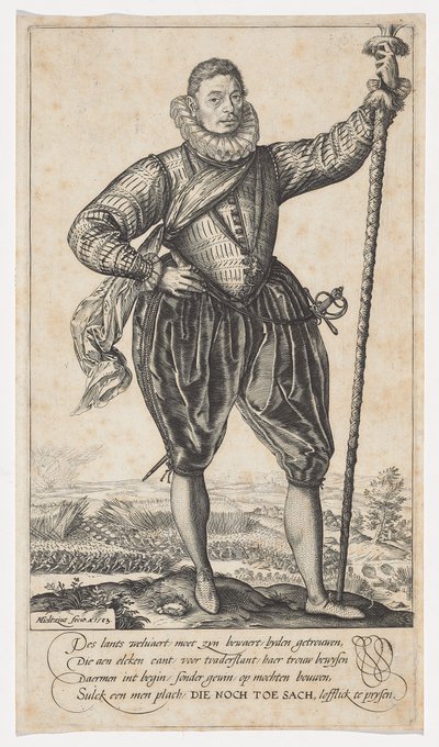 Portador de pica, mirando a la derecha, 1583 de Hendrik Goltzius