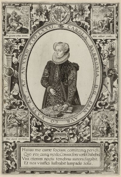 Retrato de Charlotte de Bourbon, 1581 de Hendrik Goltzius