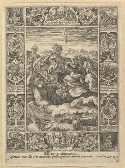 Punitio Malorum, de Alegorías de la Fe Cristiana, de Alegorías Cristianas y Profanas, s.f. de Hendrik Goltzius