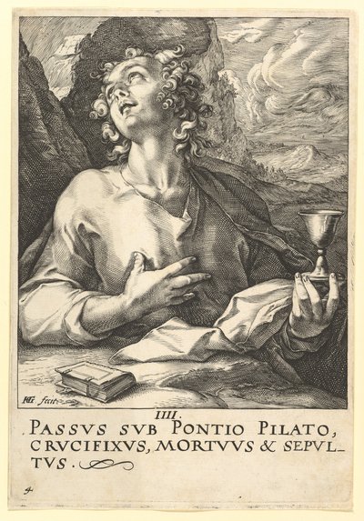 San Juan, de Cristo, los Apóstoles y San Pablo con el Credo de Hendrik Goltzius