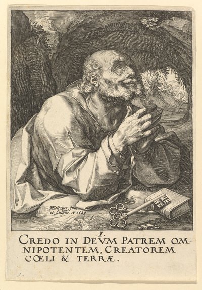 San Pedro, de Cristo, los Apóstoles y San Pablo con el Credo de Hendrik Goltzius