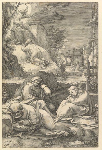 La agonía en el jardín, de La Pasión de Cristo de Hendrik Goltzius