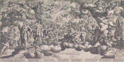 El banquete de los dioses en el matrimonio de Cupido y Psique de Hendrik Goltzius