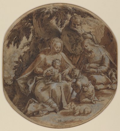 La Sagrada Familia con Santa Isabel y San Juan Bautista de Hendrik Goltzius