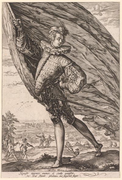 El abanderado, girado a la izquierda, 1587 de Hendrik Goltzius