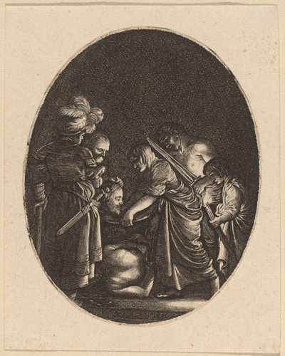 Decapitación de San Juan Bautista de Hendrik Goudt after Adam Elsheimer