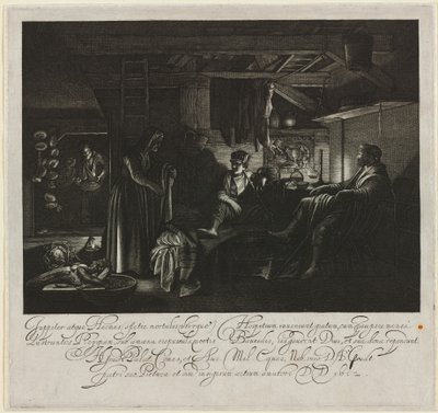 Júpiter y Mercurio en la Casa de Filemón y Baucis de Hendrik Goudt after Adam Elsheimer