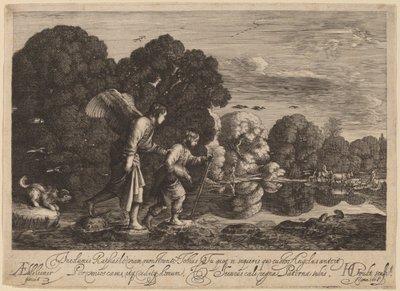 Tobías y el ángel (El pequeño Tobías) de Hendrik Goudt after Adam Elsheimer