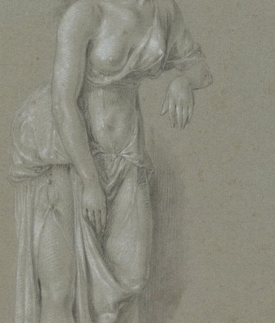 Estudio de la figura de una mujer con túnica clásica, de pie y de tres cuartos a la derecha de Hendrik Hoogers