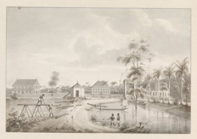 Vista de una plantación, posiblemente Descanso y Trabajo. de Hendrik Huygens