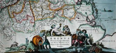 Cartucho de un mapa del curso del Rin, de 