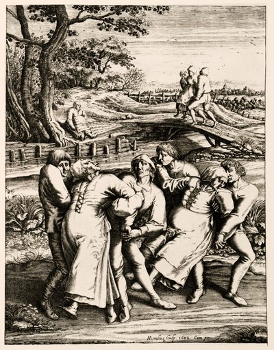 La plaga danzante, Estrasburgo, Alsacia. 1518 de Hendrik I Hondius