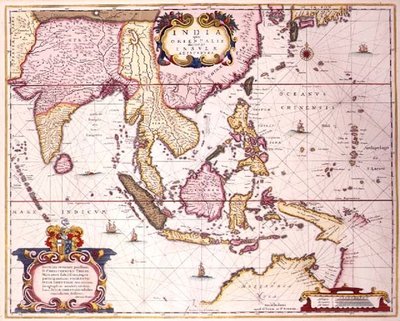 Mapa general que se extiende desde India hasta el sur de Japón y el norte de Australia a través del archipiélago indonesio y Filipinas, c.1700 de Hendrik I Hondius