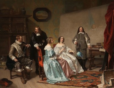 La Princesa de Orange visita el taller de Bartholomeus van der Helst de Hendrik Jacobus Scholten