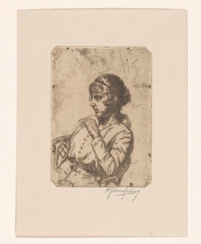 mujer en una silla de Hendrik Jan Wesseling (signed by artist)