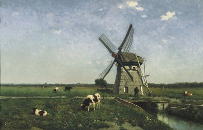 Paisaje con molino de viento cerca de Schiedam, 1873 de Hendrik Johannes Weissenbruch