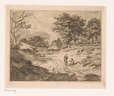 Paisaje con una persona mostrando a otra el camino de Hendrik Jozef Franciscus van der Poorten