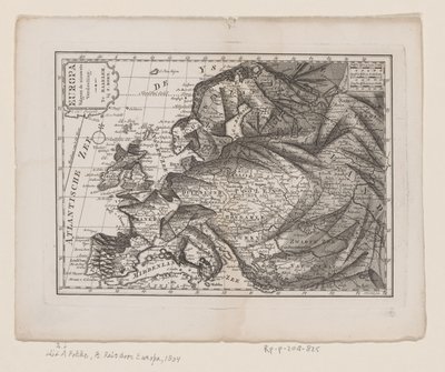 Mapa de Europa, como Reina Europa según la última división (título sobre objeto) de Hendrik Kloekhoff