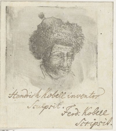 cabeza masculina con sombrero de piel de Hendrik Kobell