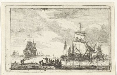 Vista al río con pescadores. de Hendrik Kobell