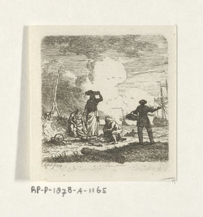 pescadores en la playa de Hendrik Kobell