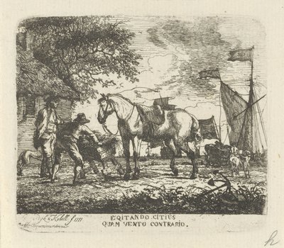 Alimentando al caballo Egitando citius quam vento contrario (título sobre objeto) de Hendrik Kobell