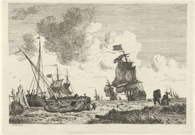 Paisaje marino con viento fuerte de Hendrik Kobell