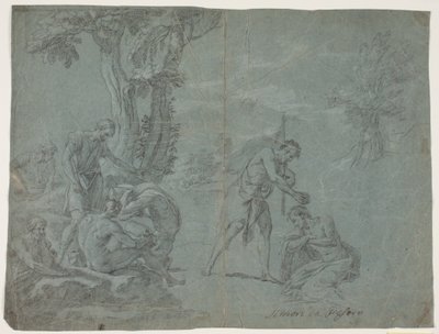 El bautismo de Cristo. Estudio antiguo de una representación de Simone Cantarini de Hendrik Krock