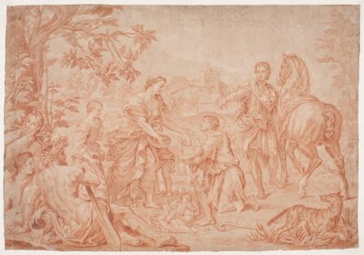 Rómulo y Remo. (Livius I, 4). Estudio después de la pintura de Carlo Maratti en Sanssouci, Potsdam (realizado en 1692 para Niccolo Maria Pallavicini) de Hendrik Krock