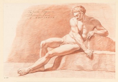 Desnudo masculino sentado, visto de frente (3º premio 1779) de Hendrik Louw