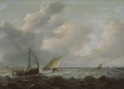 Barcos de pesca en un mar picado de Hendrik Martensz Sorgh