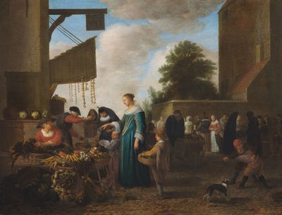 Mercado de verduras, c.1660 (óleo sobre madera de roble) de Hendrik Martensz Sorgh