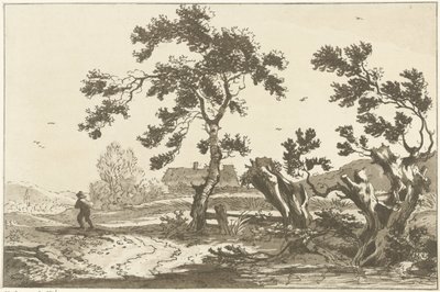 Bomen langs een weg Doce diseños calculados para el uso de quienes están aprendiendo a dibujar paisajes (título de la serie) de Hendrik Meijer