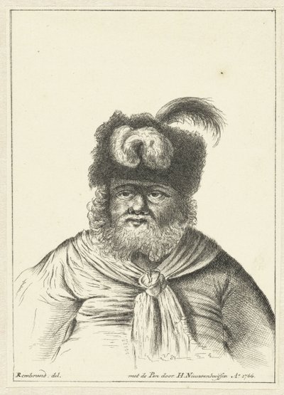 Hombre sentado con gorro de piel de Hendrik Nieuwenhuysen