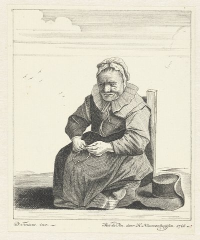Anciana sentada con rosario de Hendrik Nieuwenhuysen