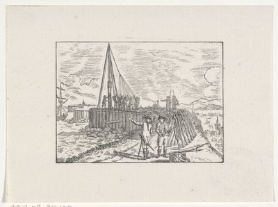 Soldados trabajando en una costa fortificada de Hendrik Numan